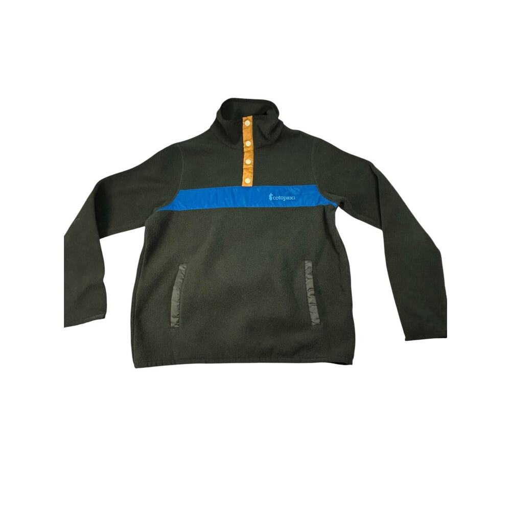 Cotopaxi Teca Boys M Fleece Pullover Green Blue Colorblock Snap Hiking - Picture 2 of 12